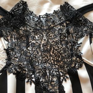 Goth Style Stripe and Lace Mini Dress